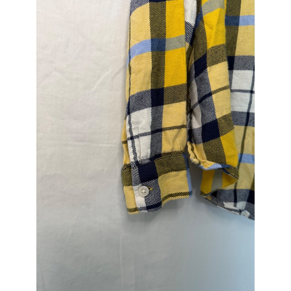 Aerie Womens Yellow Navy Blue Plaid Flannel Button Down Shirt Small S P - Picture 3 of 6